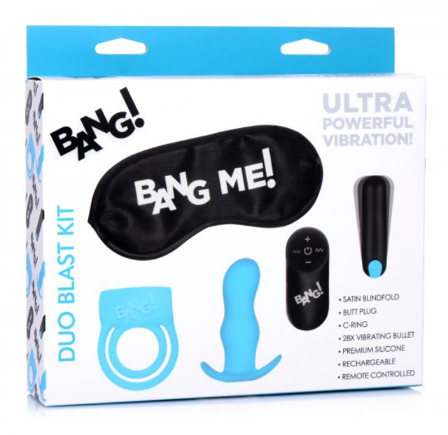Duo Blast Remote Control Cock Ring and Butt Plug Vibe Kit ag578 packaged 21676