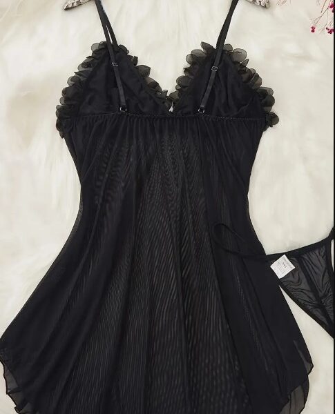 BABYDOLL NEGRO PLUMAS PLUS SIZE